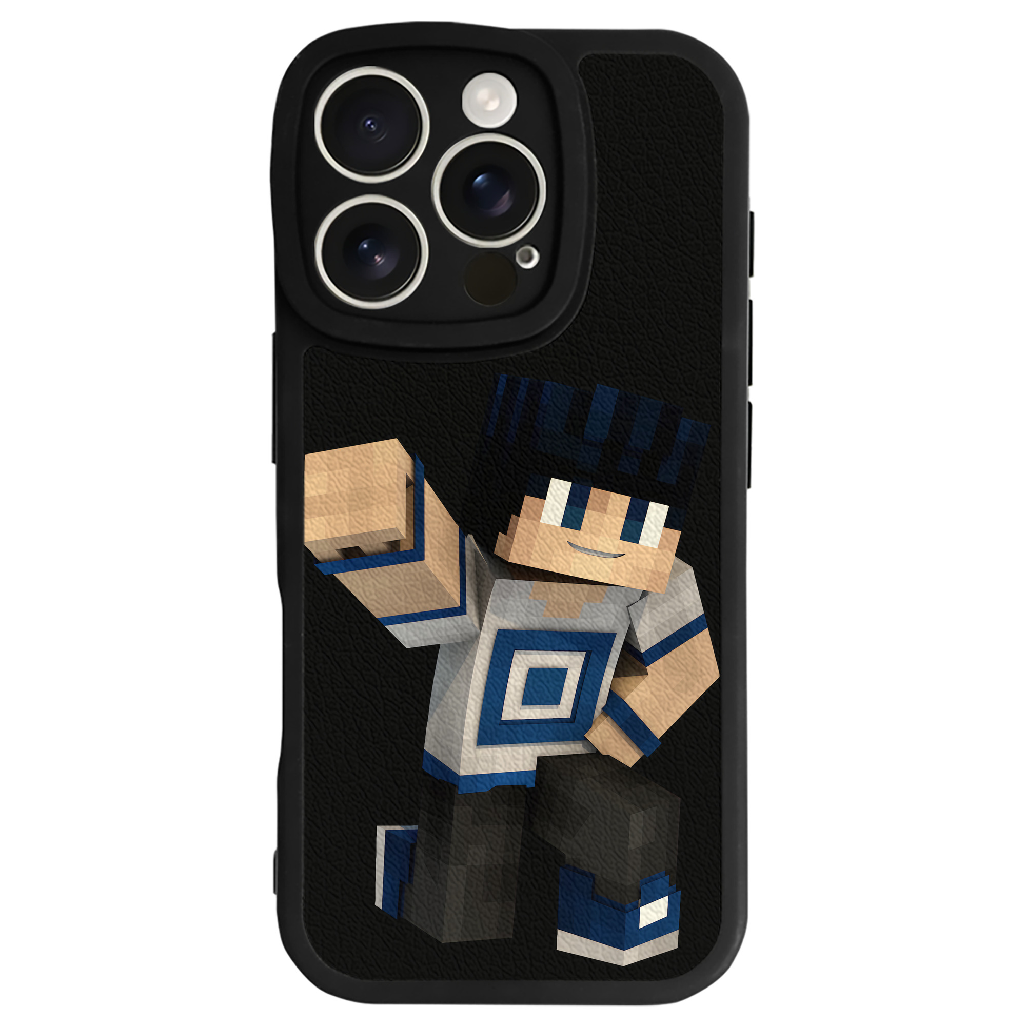 （画像用） マインクラフト ブロックの世界 Minecraft MC Block world 【iPhone 16シリーズ対応】シリコンスマホケース（レザー調） 材質：シリコン